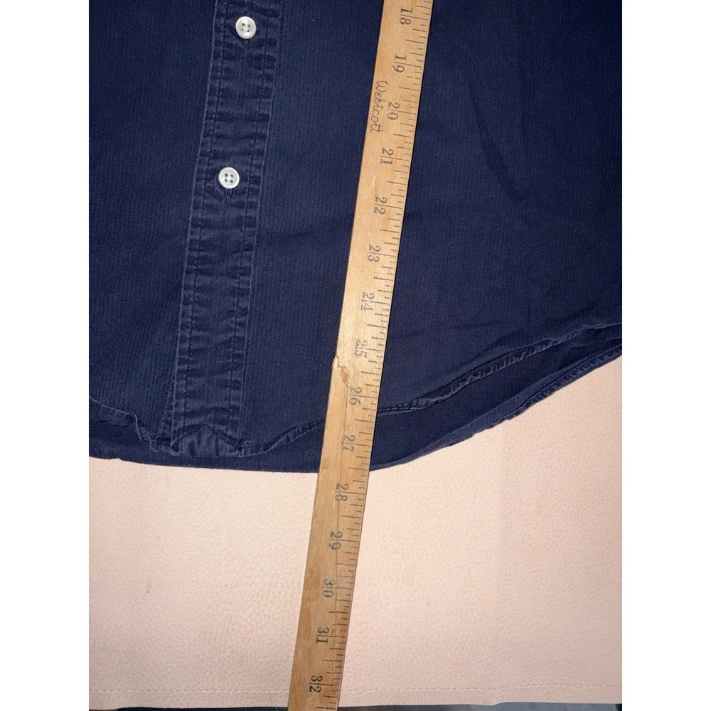Polo Ralph Lauren Small Navy Blue Seersucker Button Down Long Sleeve Custom Fit